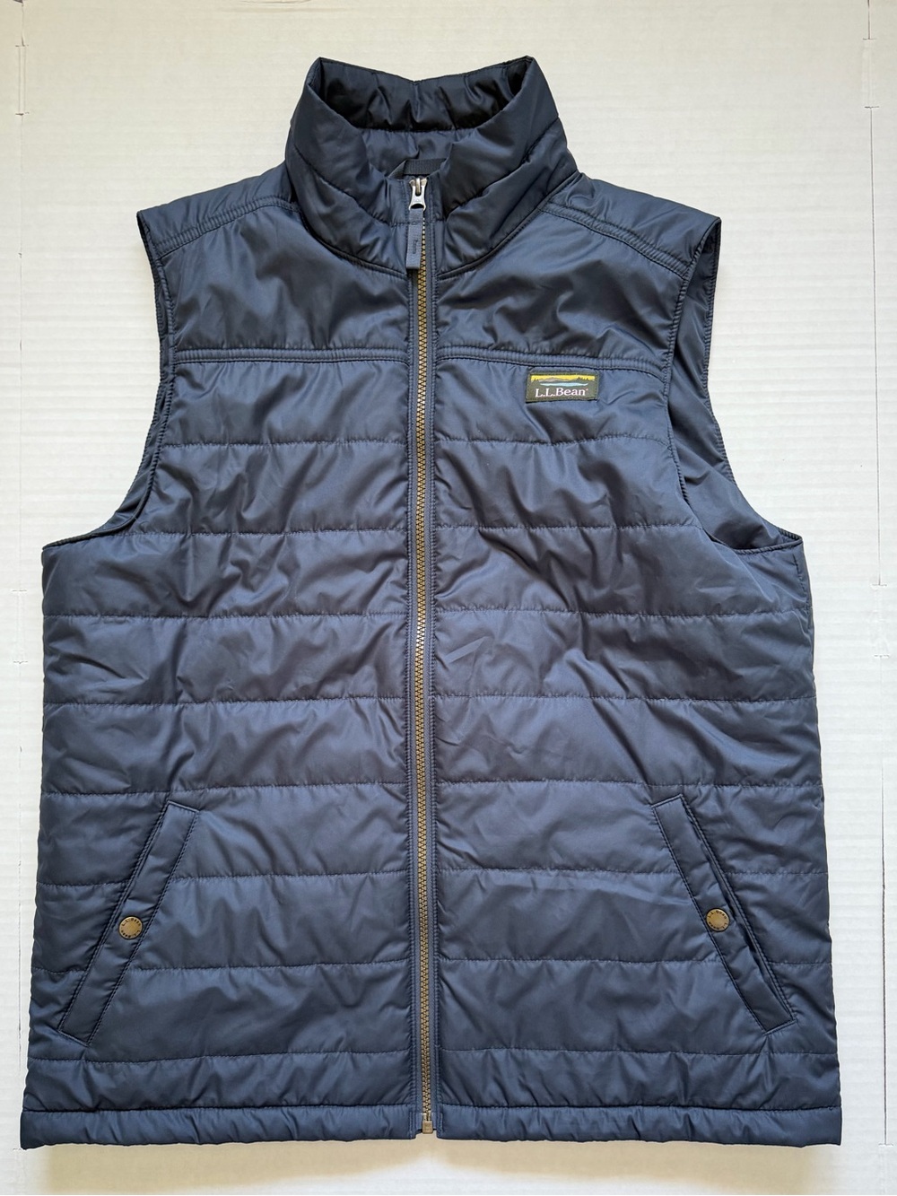 LL Bean Mountain Classic Puffer Pocket Vest Blue M Reg Insulated Full Zip Men